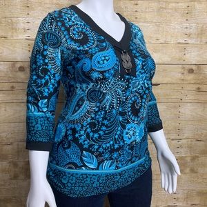 ❤️Notions blue and black paisley size large blouse